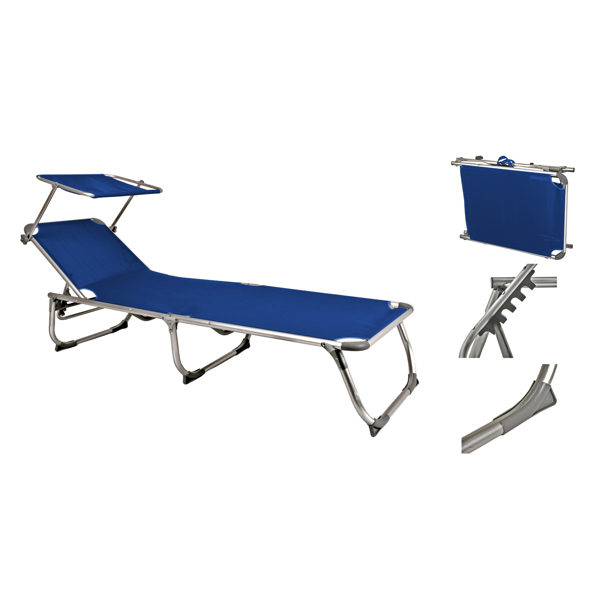 Sonnenliege 'Kiso' klappbar/verstellbar blau 61 x 30 x 188 cm