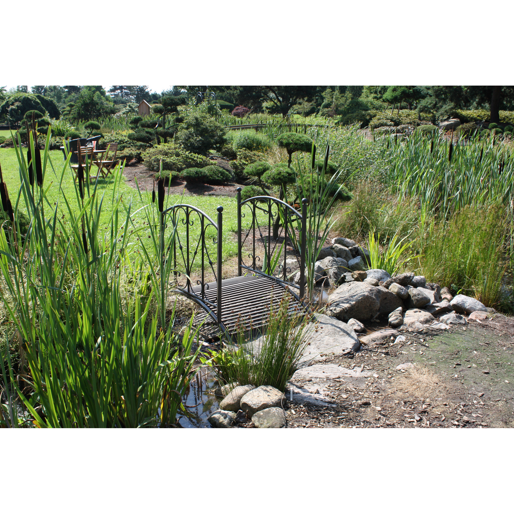 Gartenbrücke 'Yasur' Stahl schwarzbraun 80 x 91 x 136 cm