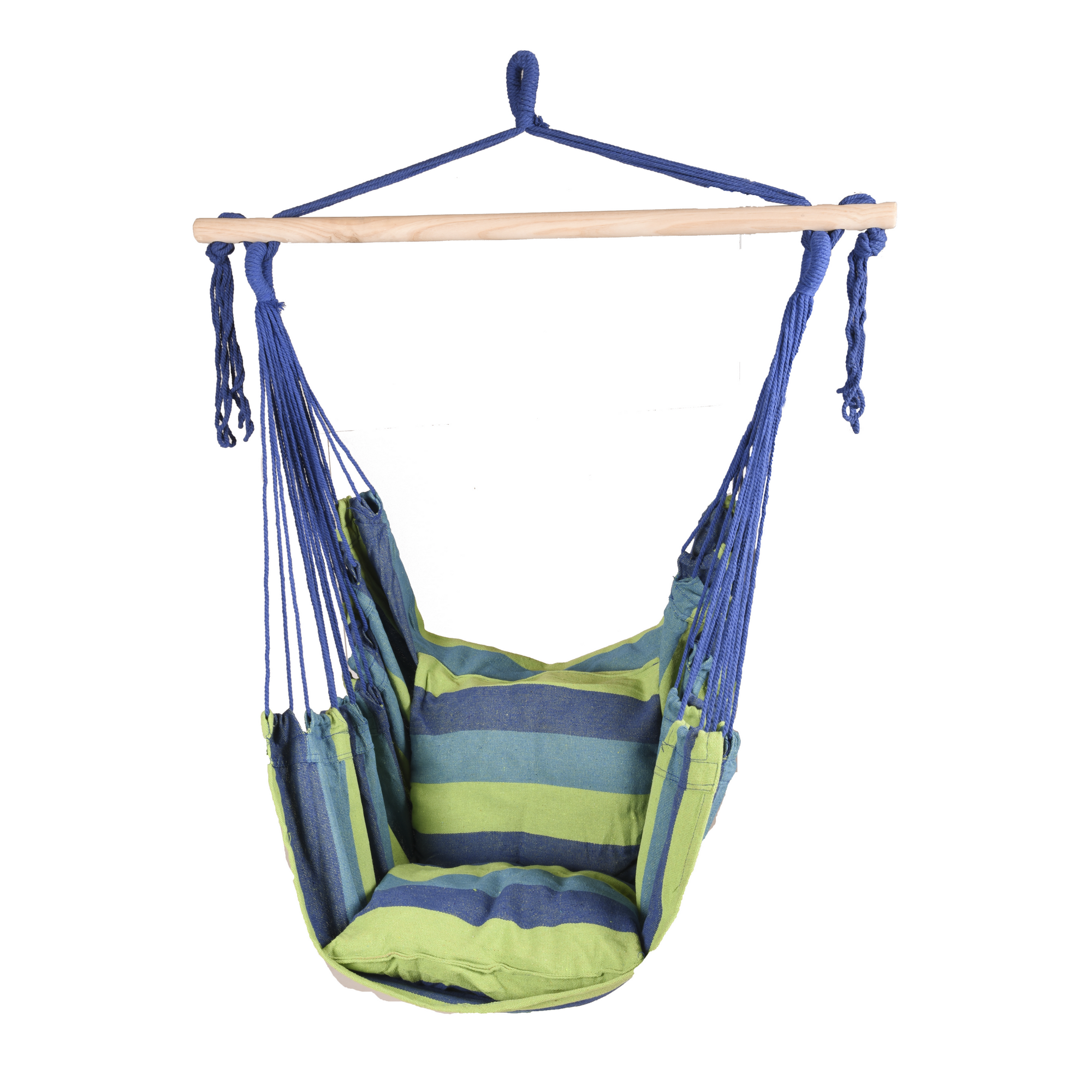 Hängesessel 'Tobago' Holz blau/grün 90 x 120 x 65 cm