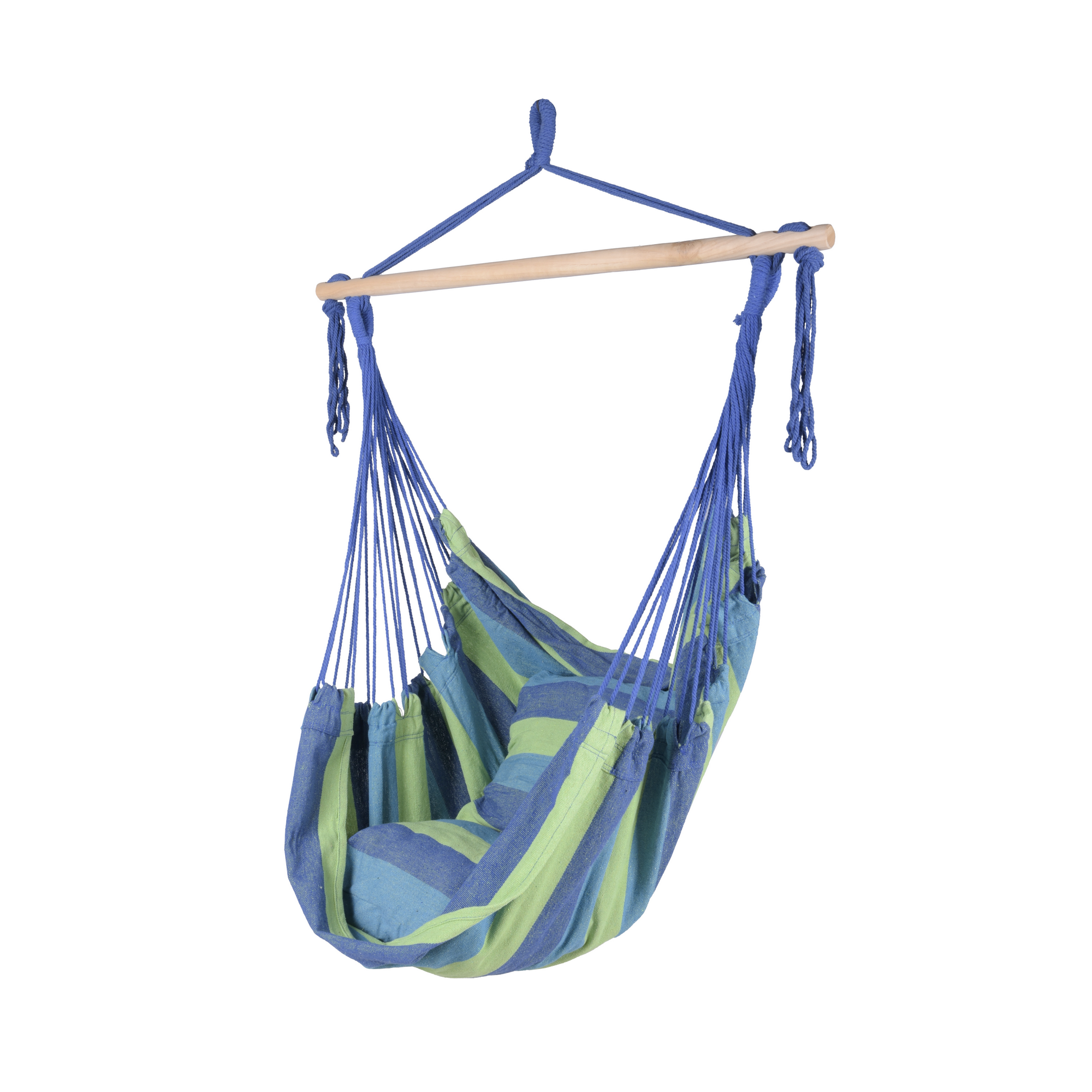 Hängesessel 'Tobago' Holz blau/grün 90 x 120 x 65 cm