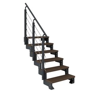 Außentreppe 'Gardentop' dunkelbraun 6 Stufen 100 cm mit Geländer