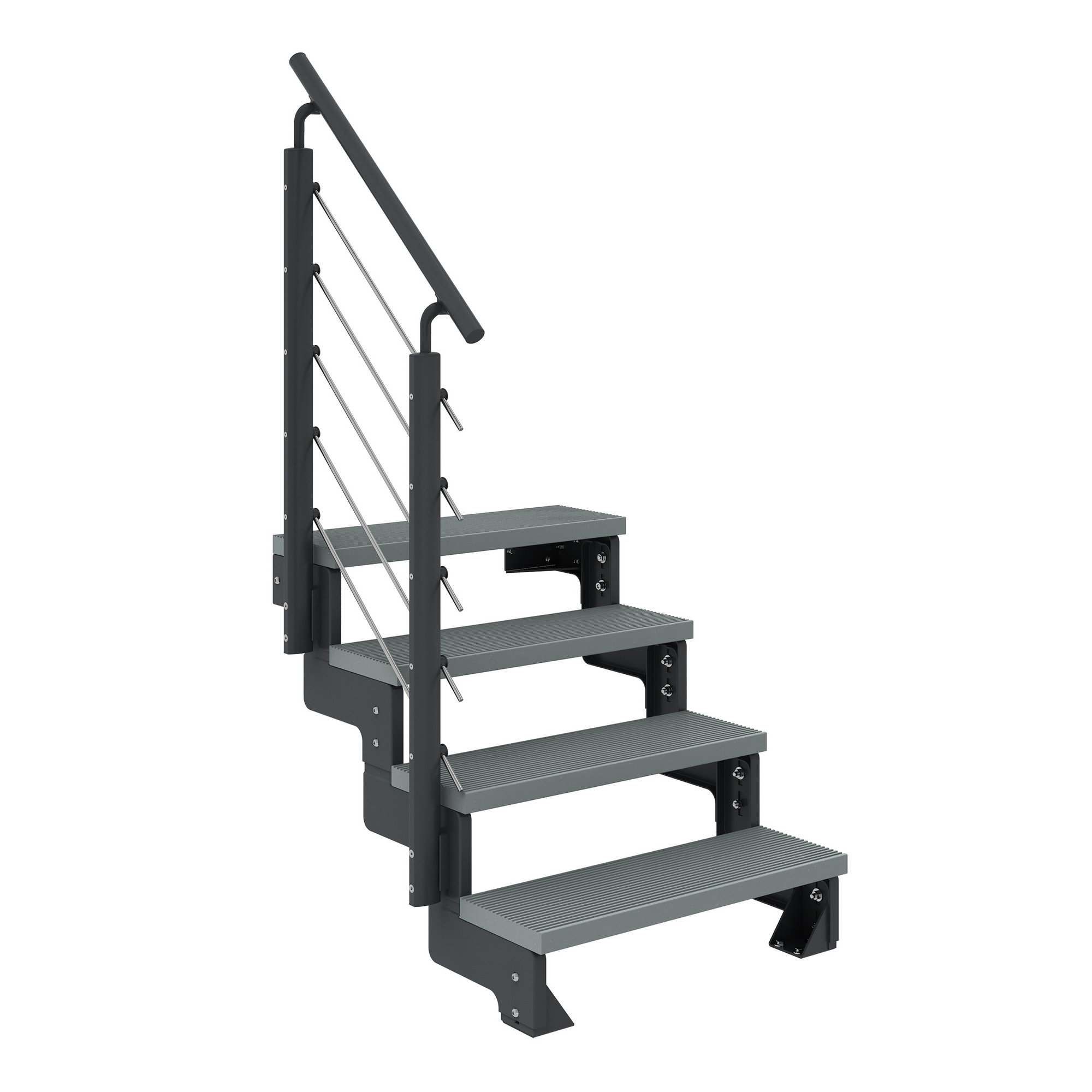 Außentreppe 'Gardentop' grau 4 Stufen 100 cm mit Geländer