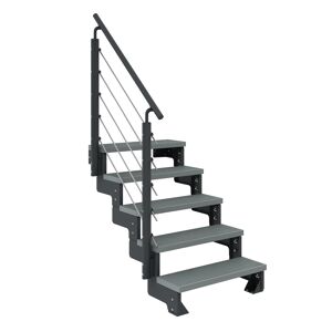 Außentreppe 'Gardentop' grau 5 Stufen 100 cm mit Geländer