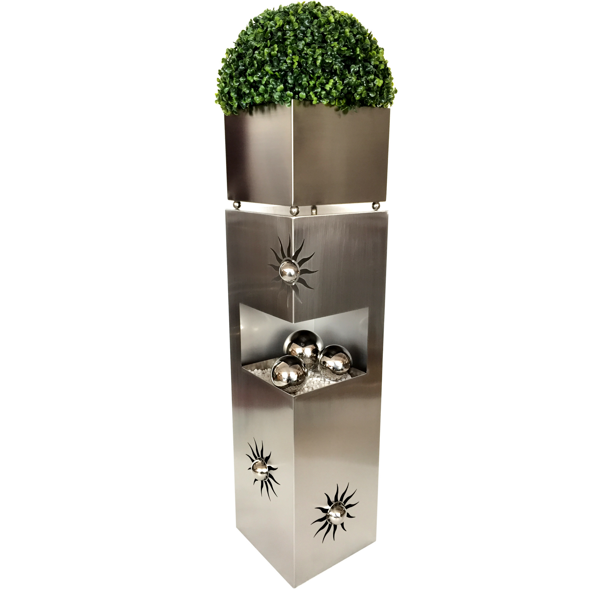 Pflanzsäule 'Sonne' Edelstahl silbern 28 x 100 x 28 cm