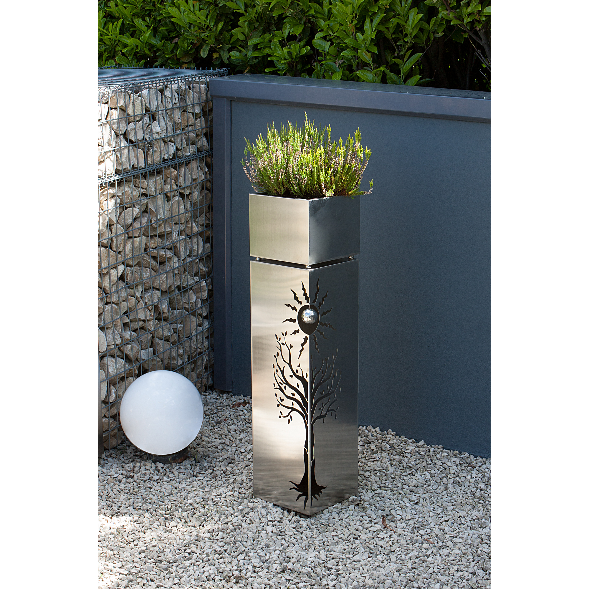 Pflanzsäule 'Buche' Edelstahl silbern 25 x 102 x 25 cm
