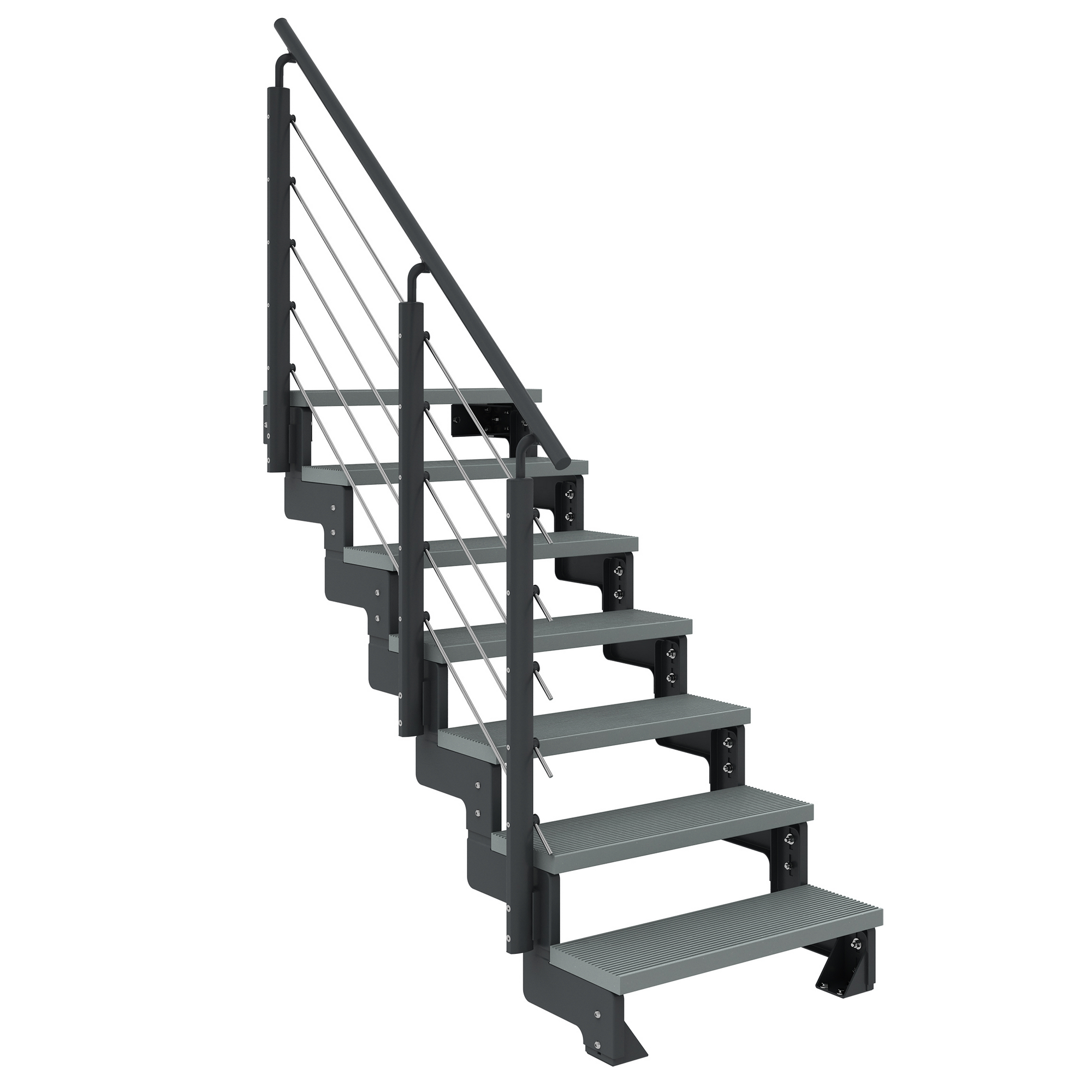 Außentreppe 'Gardentop' grau 7 Stufen 100 cm mit Geländer