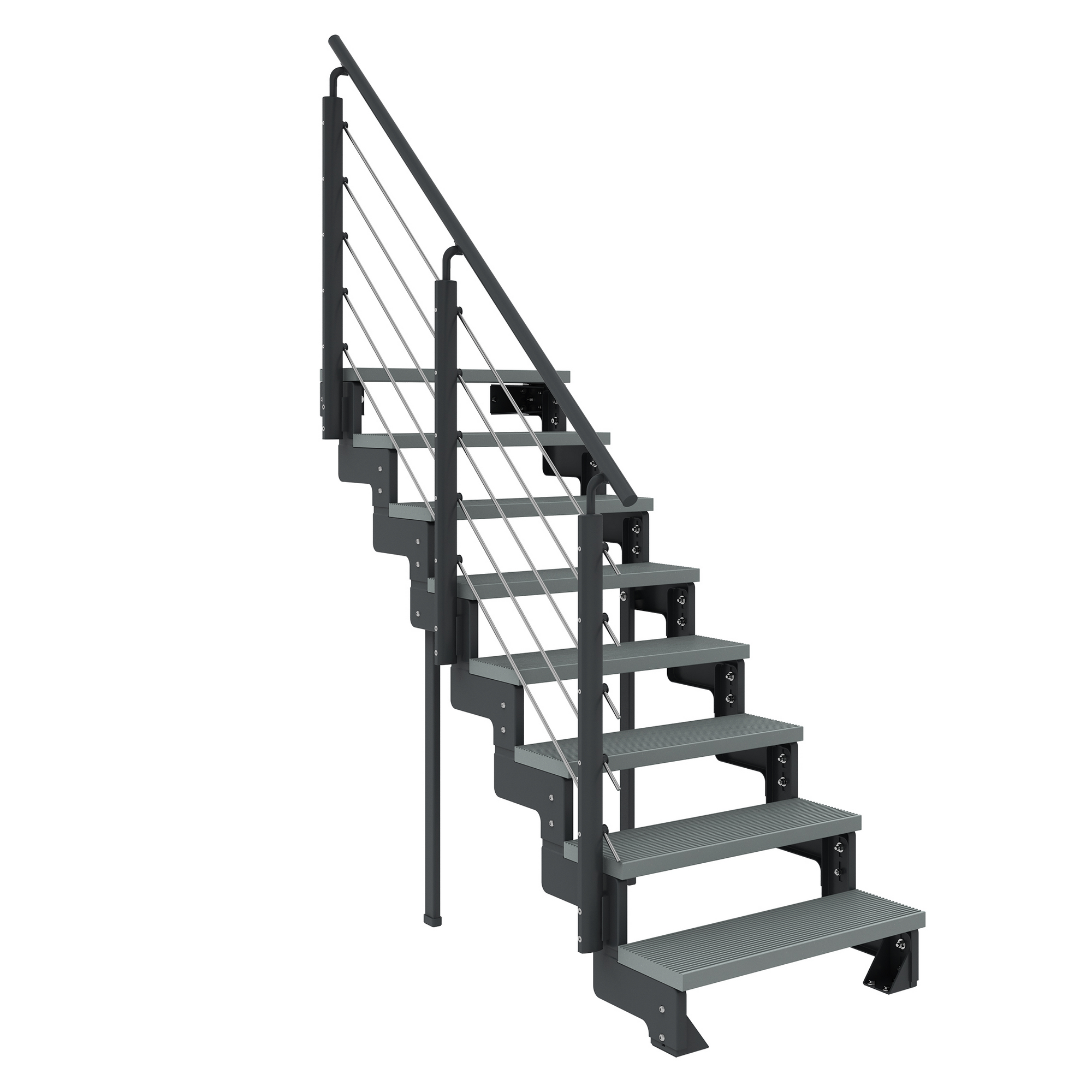 Außentreppe 'Gardentop' grau 8 Stufen 100 cm mit Geländer