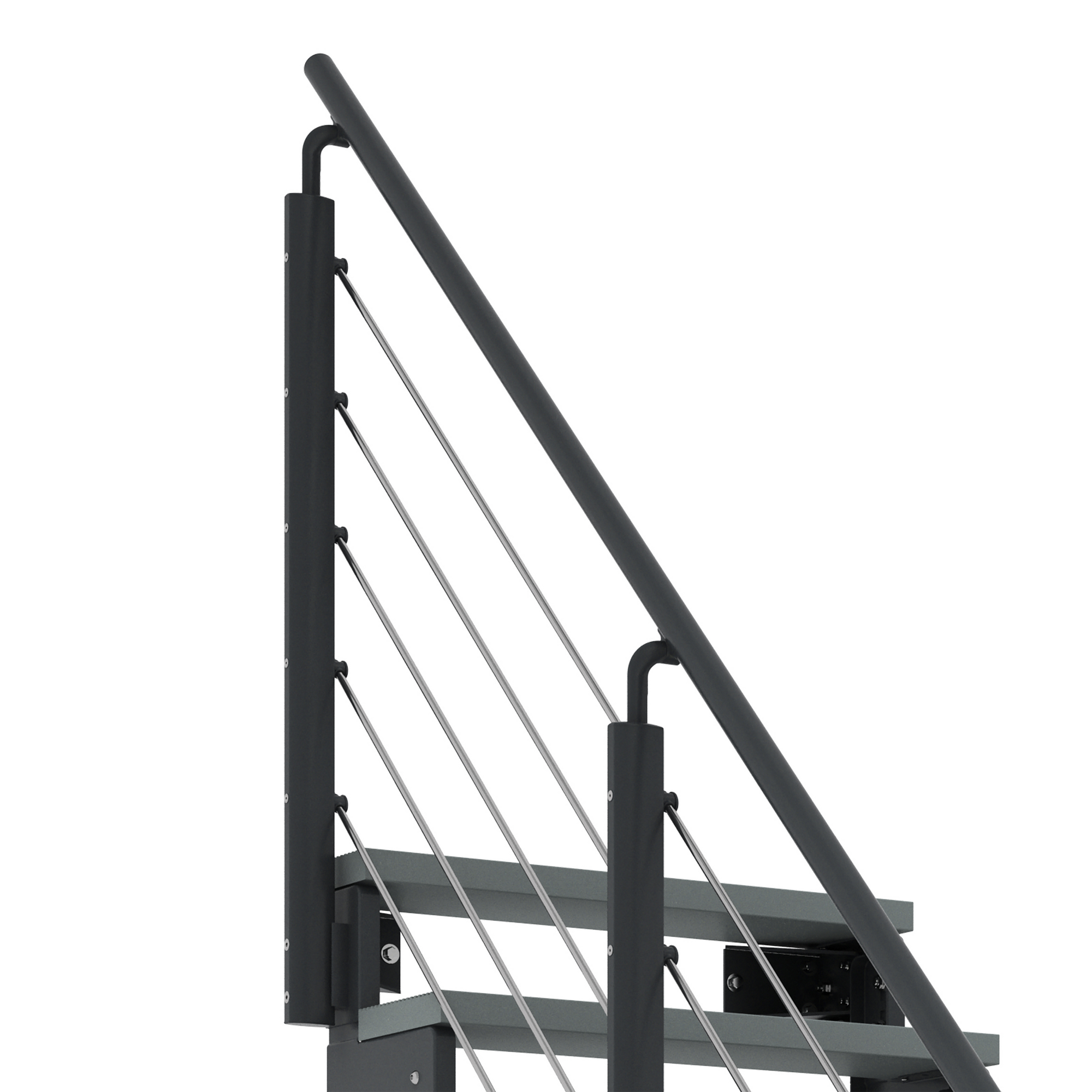 Außentreppe 'Gardentop' grau 8 Stufen 100 cm mit Geländer