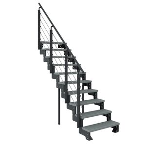 Außentreppe 'Gardentop' grau 10 Stufen 100 cm mit Geländer