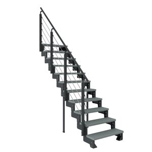 Außentreppe 'Gardentop' grau 11 Stufen 100 cm mit Geländer