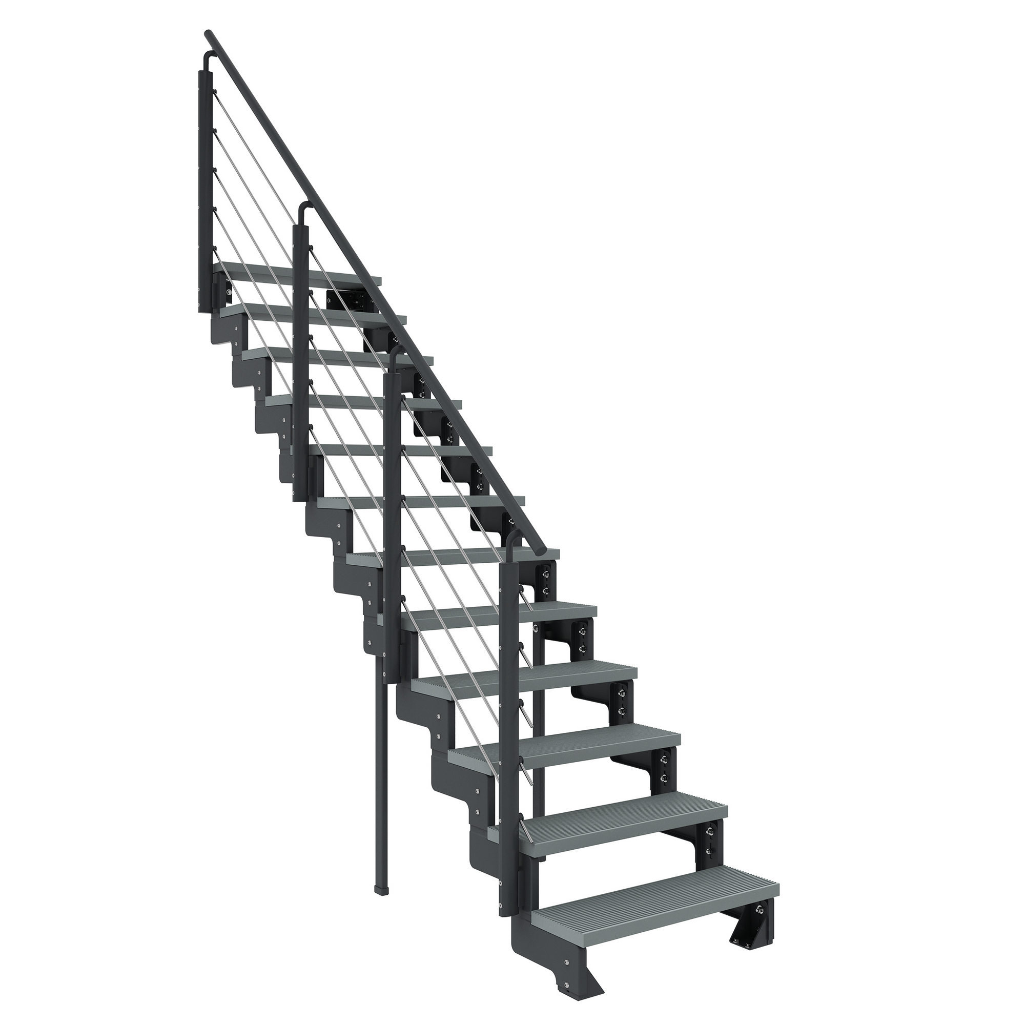 Außentreppe 'Gardentop' grau 13 Stufen 100 cm mit Geländer