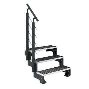 Außentreppe 'Gardentop' 3 Gitterroststufen 100 cm mit Geländer