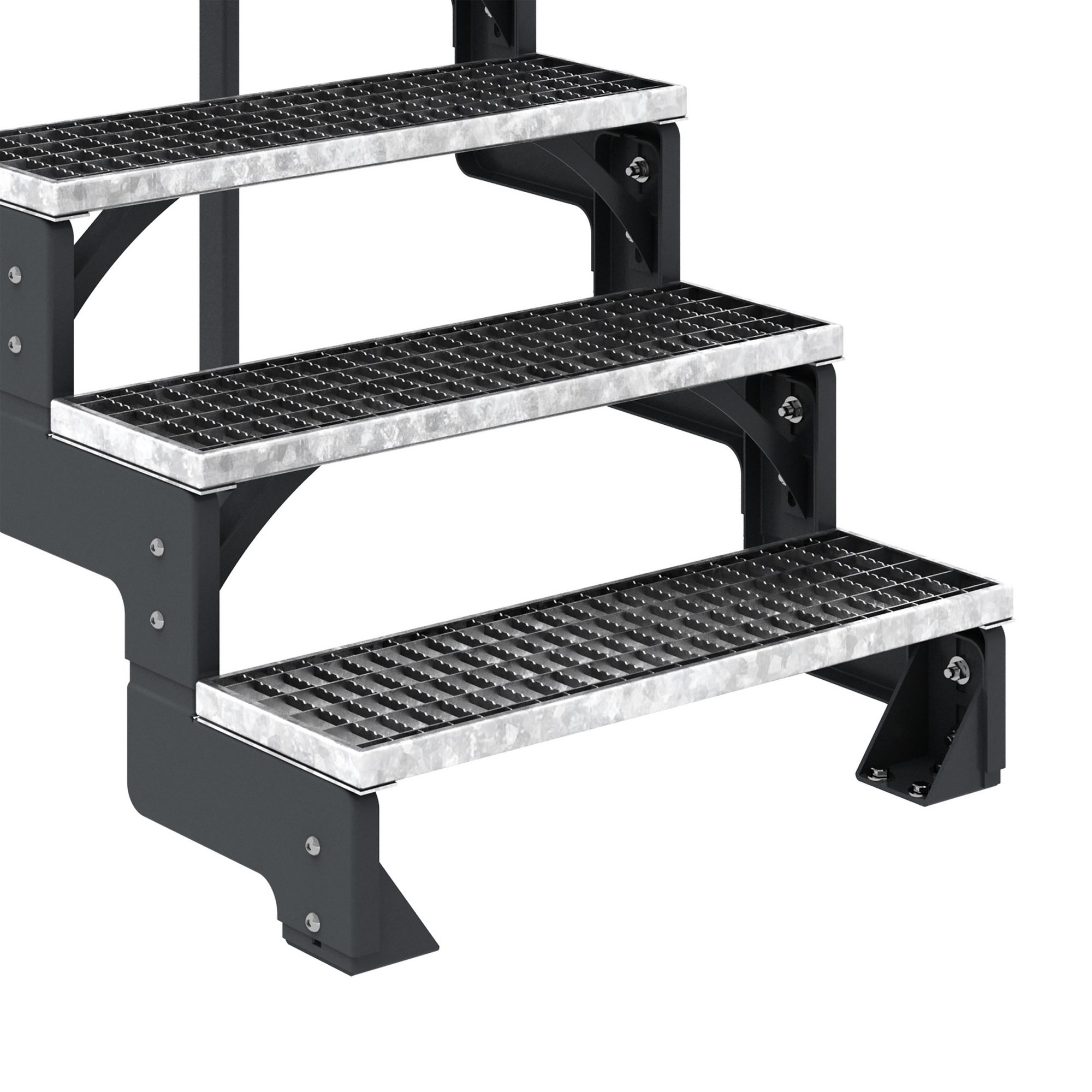 Außentreppe 'Gardentop' 4 Gitterroststufen 100 cm mit Geländer