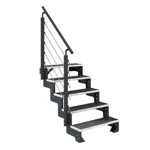 Außentreppe 'Gardentop' 5 Gitterroststufen 100 cm mit Geländer