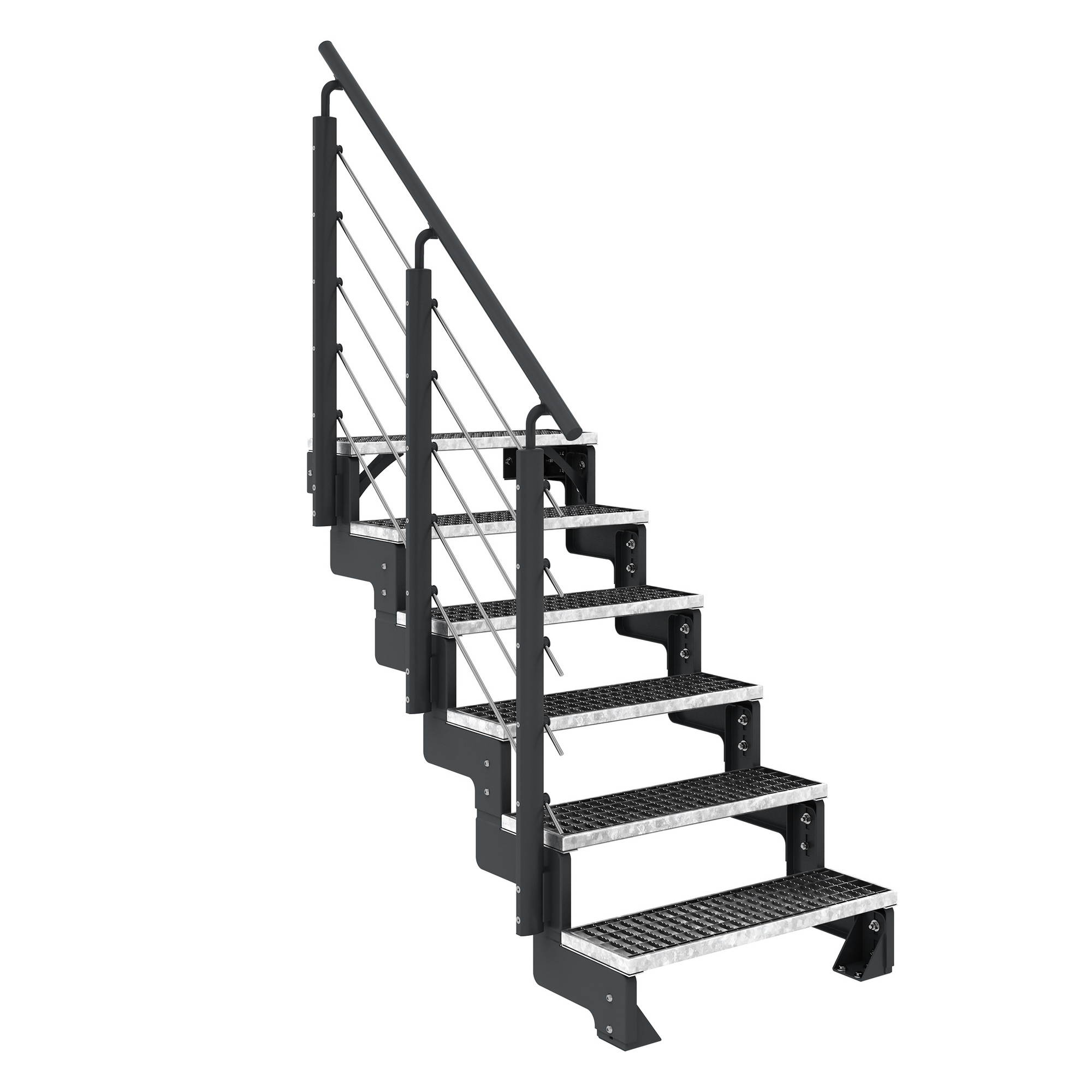 Außentreppe 'Gardentop' 6 Gitterroststufen 100 cm mit Geländer