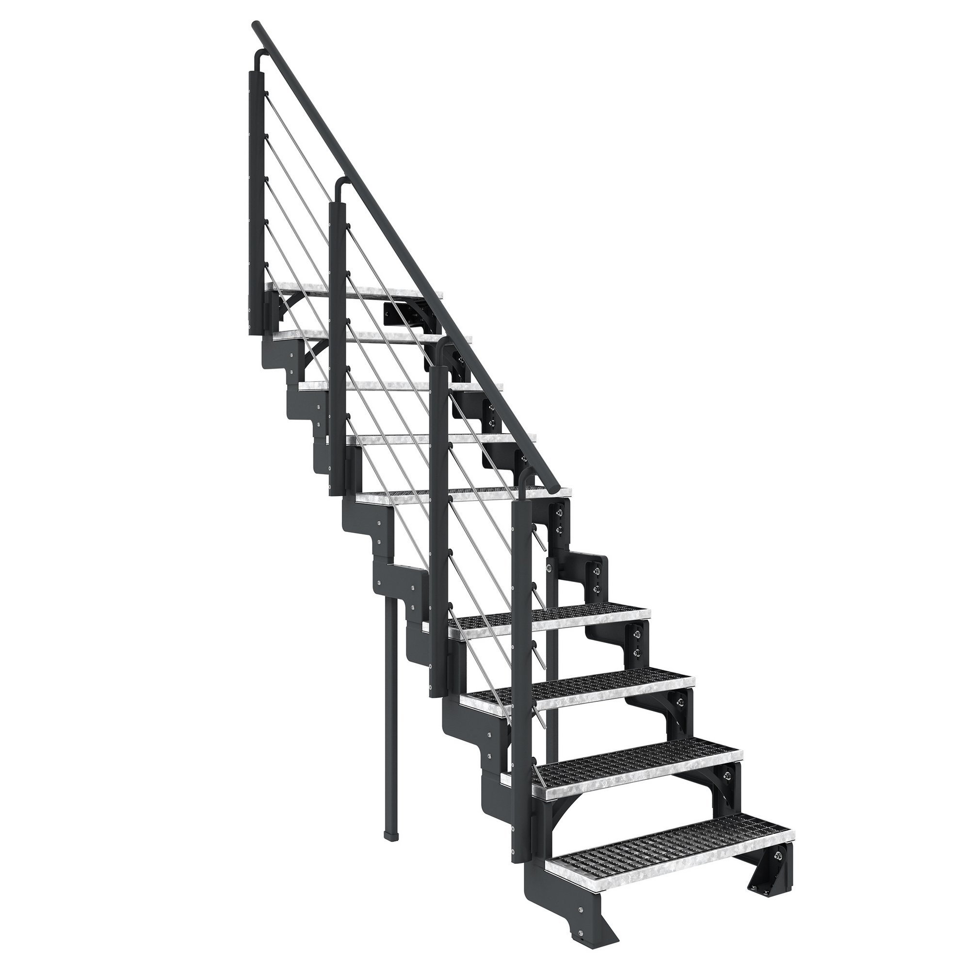 Außentreppe 'Gardentop' 10 Gitterroststufen 100 cm mit Geländer