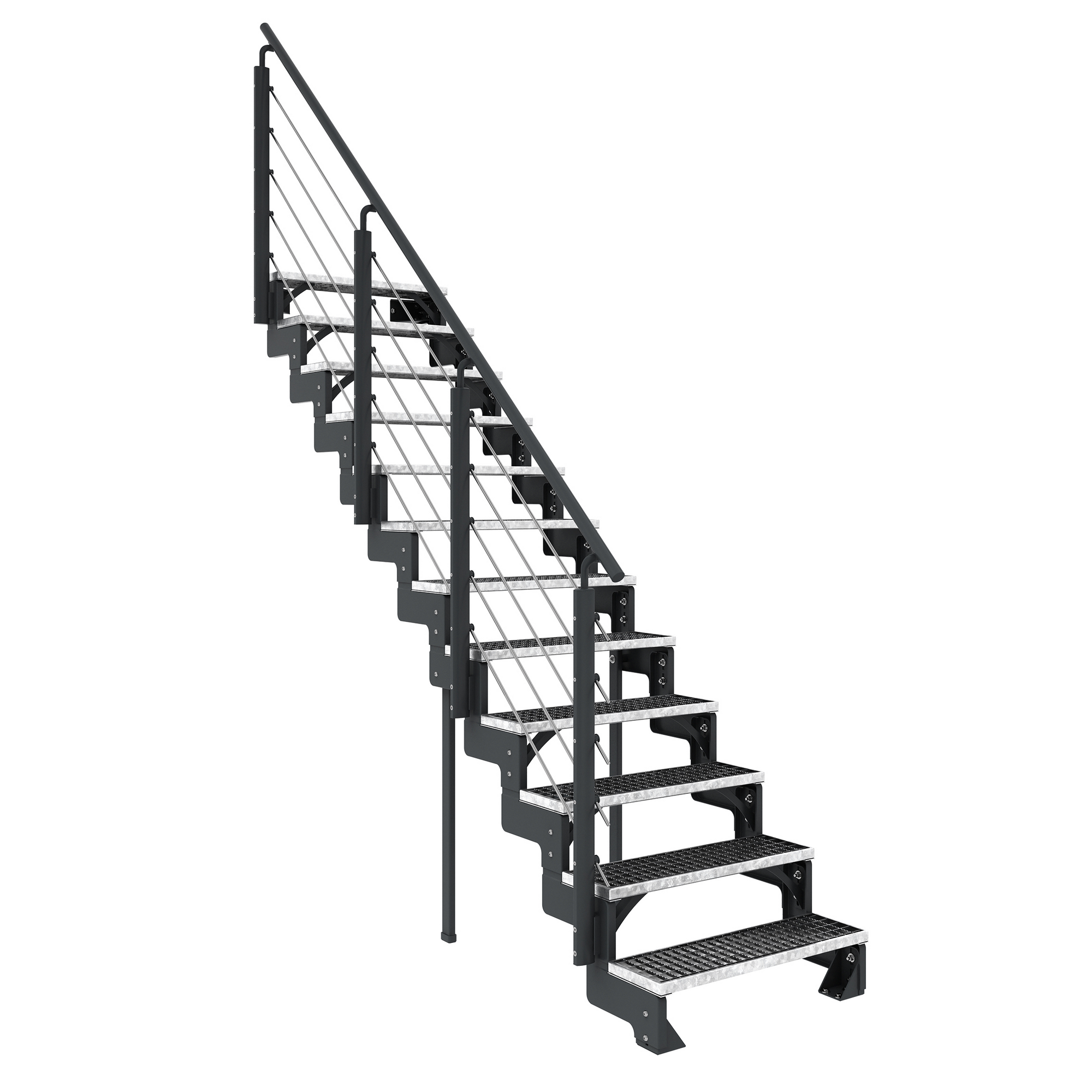 Außentreppe 'Gardentop' 14 Gitterroststufen 100 cm mit Geländer