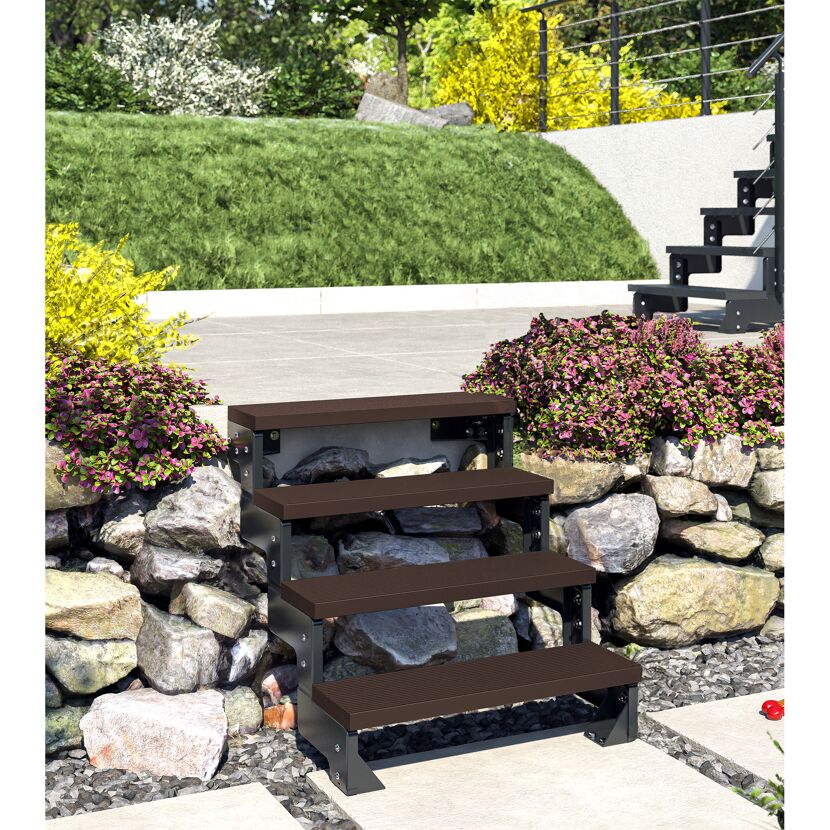 Außentreppe 'Gardentop' dunkelbraun 4 Stufen 80 cm
