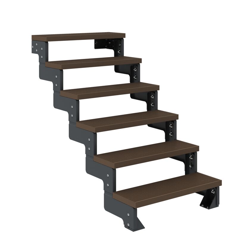 Außentreppe 'Gardentop' dunkelbraun 6 Stufen 80 cm
