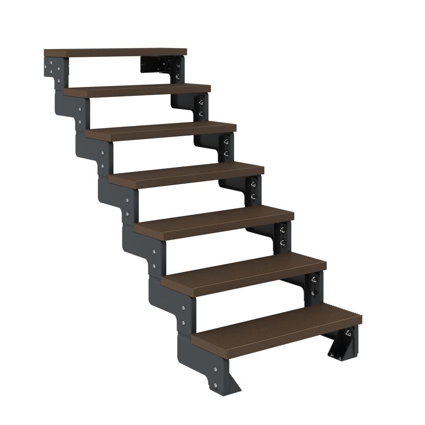 Außentreppe 'Gardentop' dunkelbraun 7 Stufen 80 cm