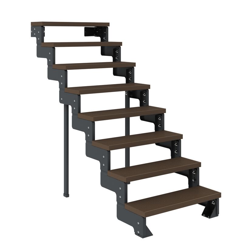Außentreppe 'Gardentop' dunkelbraun 8 Stufen 80 cm