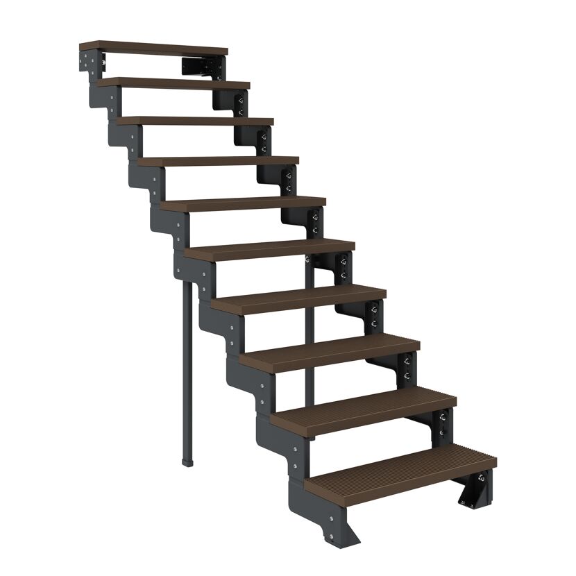 Außentreppe 'Gardentop' dunkelbraun 10 Stufen 80 cm