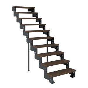 Außentreppe 'Gardentop' dunkelbraun 10 Stufen 80 cm