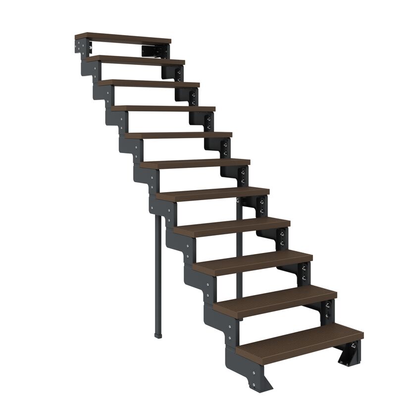Außentreppe 'Gardentop' dunkelbraun 11 Stufen 80 cm