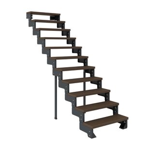 Außentreppe 'Gardentop' dunkelbraun 11 Stufen 80 cm