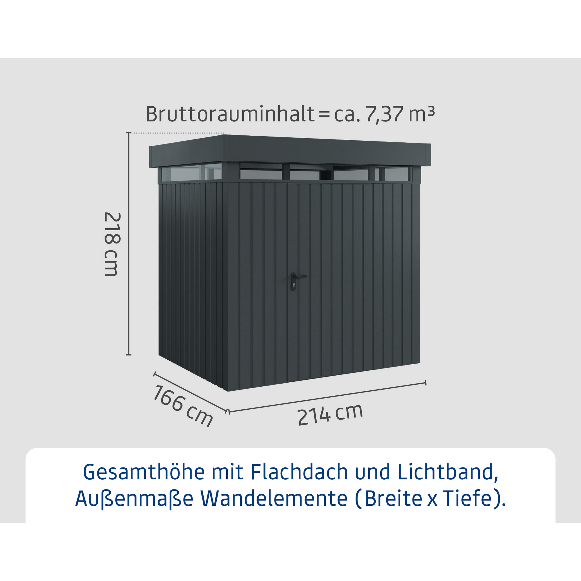 Gerätehaus  'Euroline EFD4  S-Sk' anthrazitgrau 229 x 181 cm