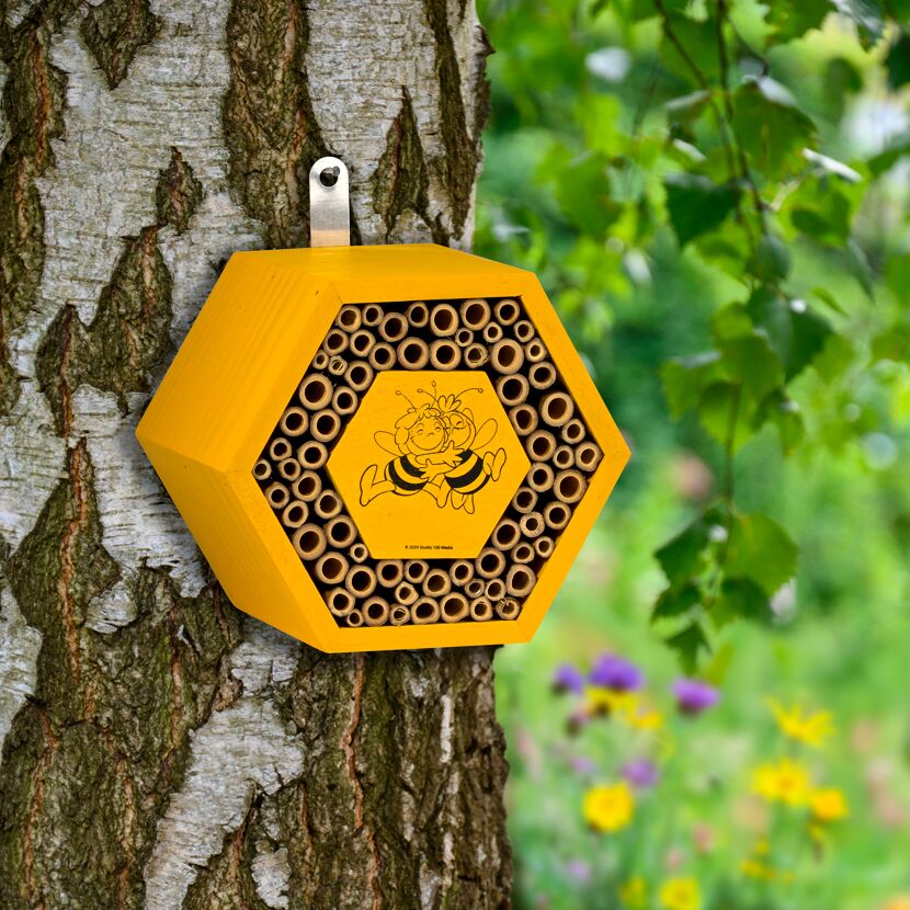 Insektenhotel 'Bee Happy Maja' Holz/Bambus 18 x 12 x 17 cm
