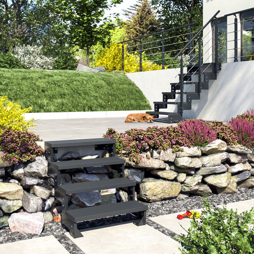 Außentreppe 'Gardentop' anthrazit 4 Stufen 100 cm