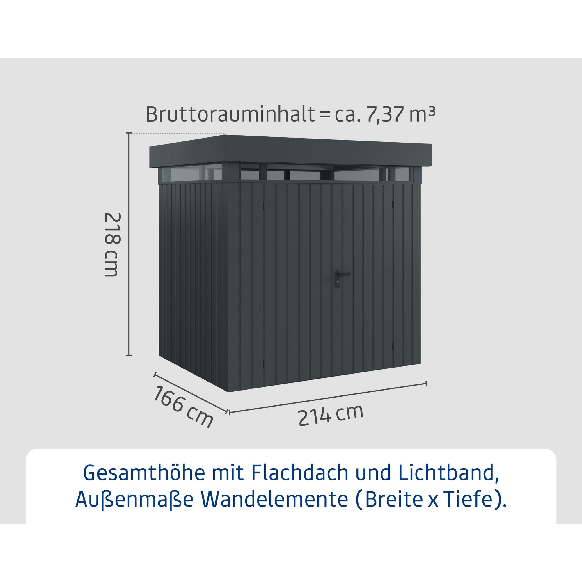 Gerätehaus  'Euroline EFD4  S-Sk' anthrazitgrau 229 x 181 cm