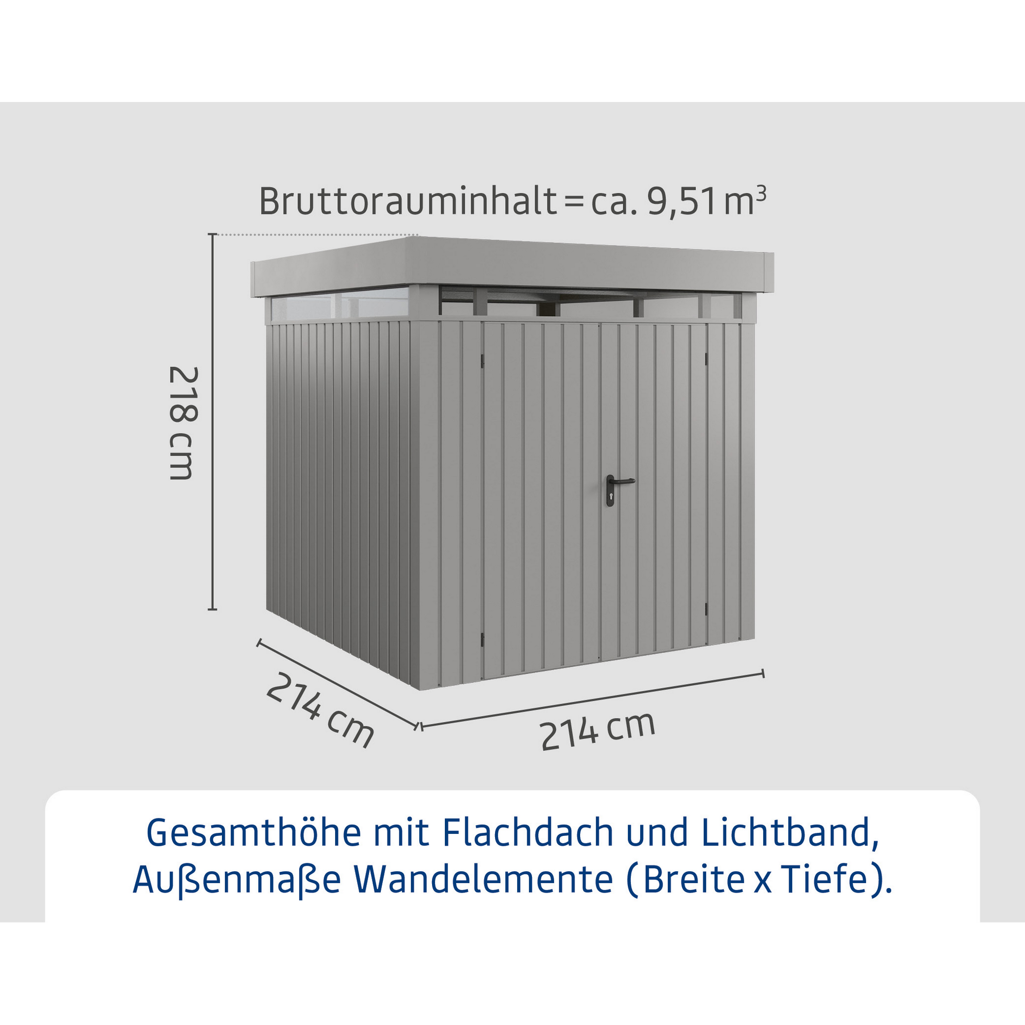 Gerätehaus  'Euroline EFD5  S-Sk' graualuminium 237 x 229 cm