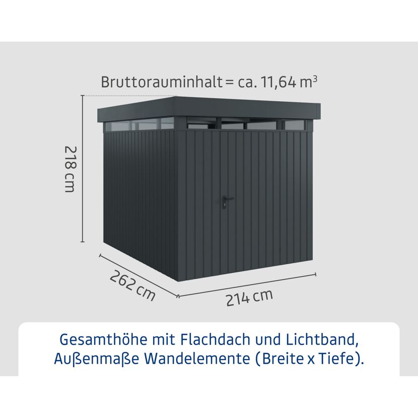 Gerätehaus  'Euroline EFD6  S-Sk' anthrazitgrau 229 x 277 cm