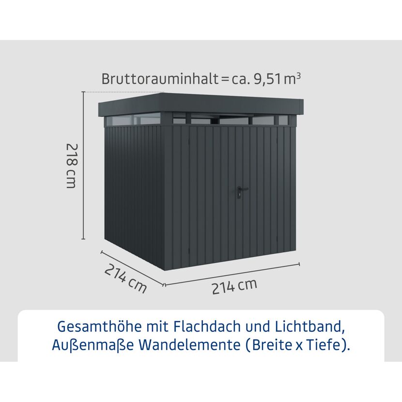 Gerätehaus  'Euroline EFD5  S-Sk' anthrazitgrau 237 x 229 cm