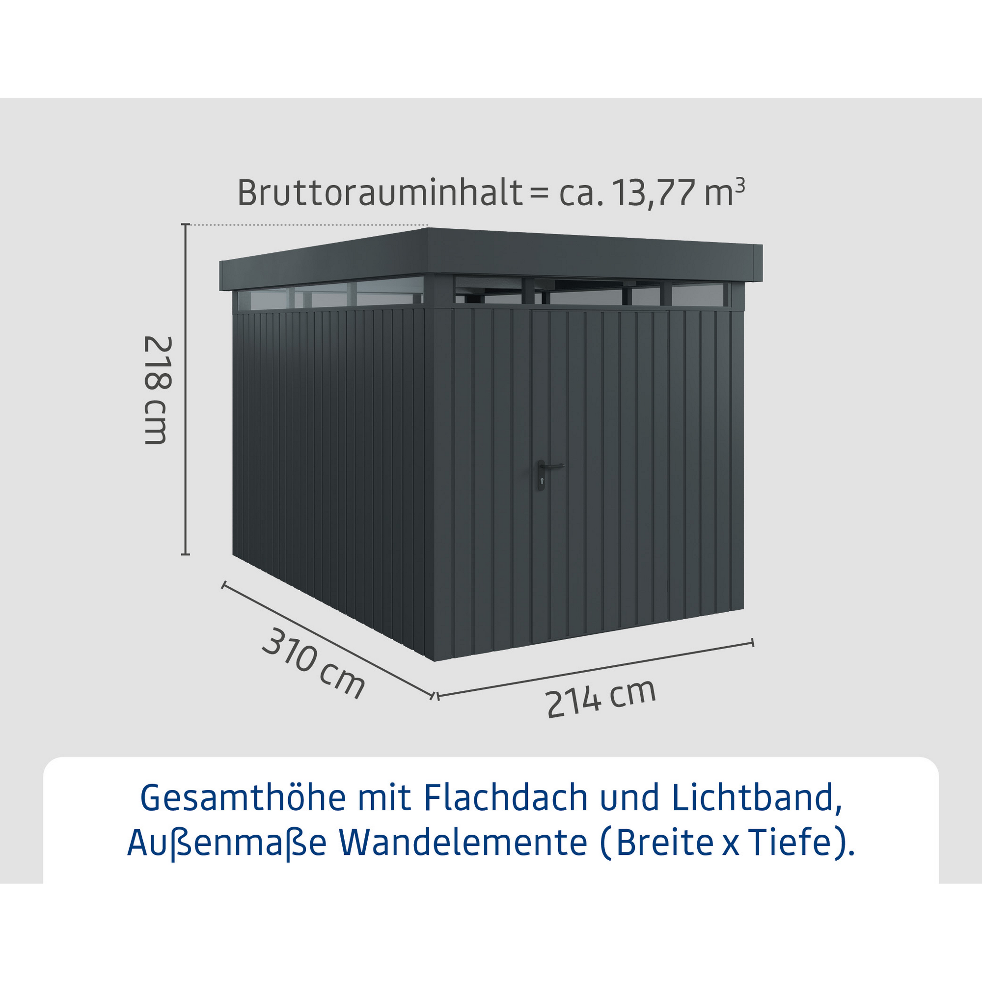 Gerätehaus  'Euroline EFD7  S-Sk' anthrazitgrau 229 x 325 cm
