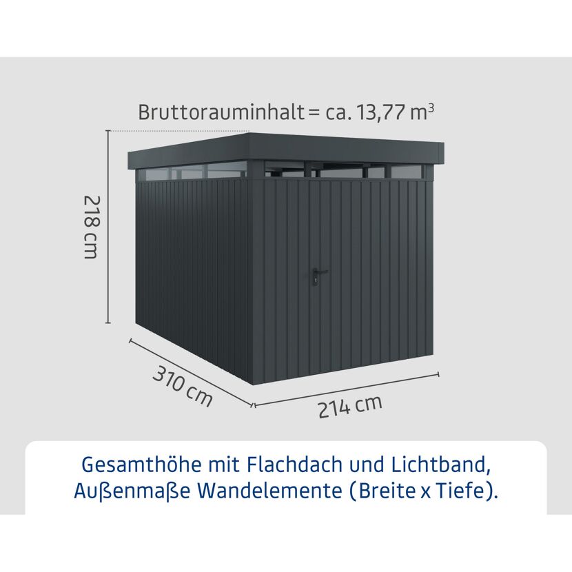 Gerätehaus  'Euroline EFD7  S-Sk' anthrazitgrau 229 x 325 cm
