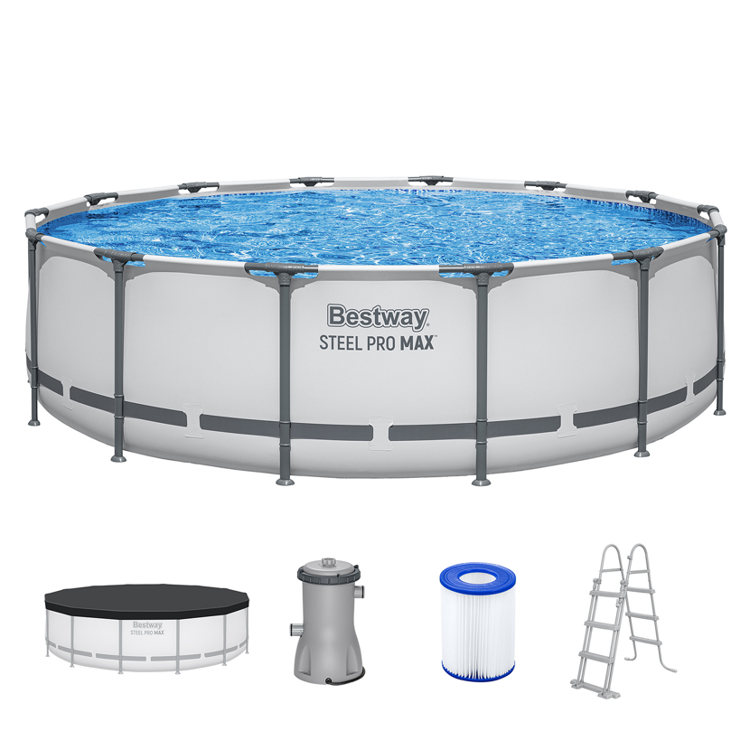Aufstellpool 'Steel Pro MAX' Komplett-Set lichtgrau Ø 427 x 107 cm