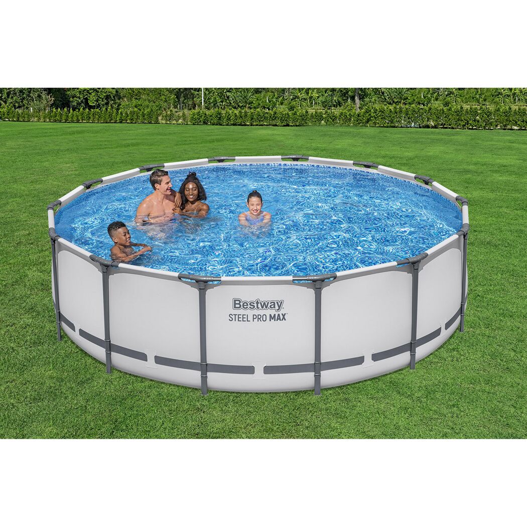 Aufstellpool 'Steel Pro MAX' Komplett-Set lichtgrau Ø 427 x 107 cm