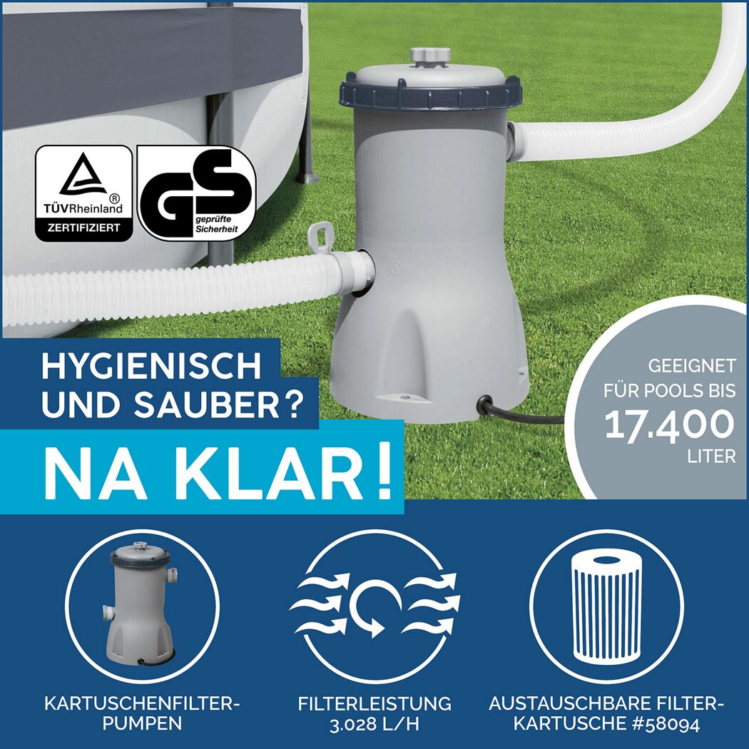 Aufstellpool 'Steel Pro MAX' Komplett-Set lichtgrau Ø 427 x 107 cm