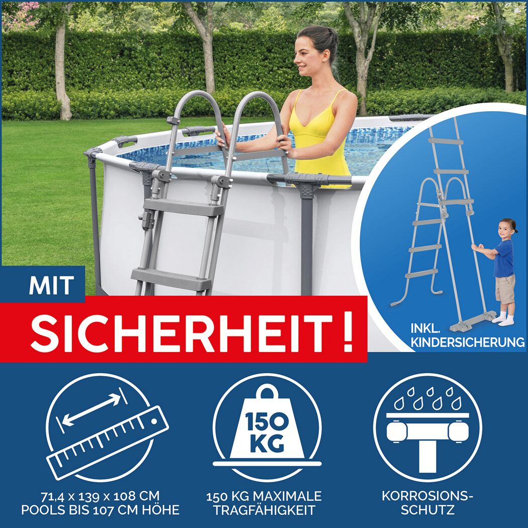 Aufstellpool 'Steel Pro MAX' Komplett-Set lichtgrau Ø 427 x 107 cm
