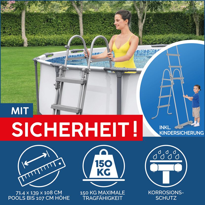Aufstellpool 'Steel Pro MAX' Komplett-Set lichtgrau Ø 427 x 107 cm
