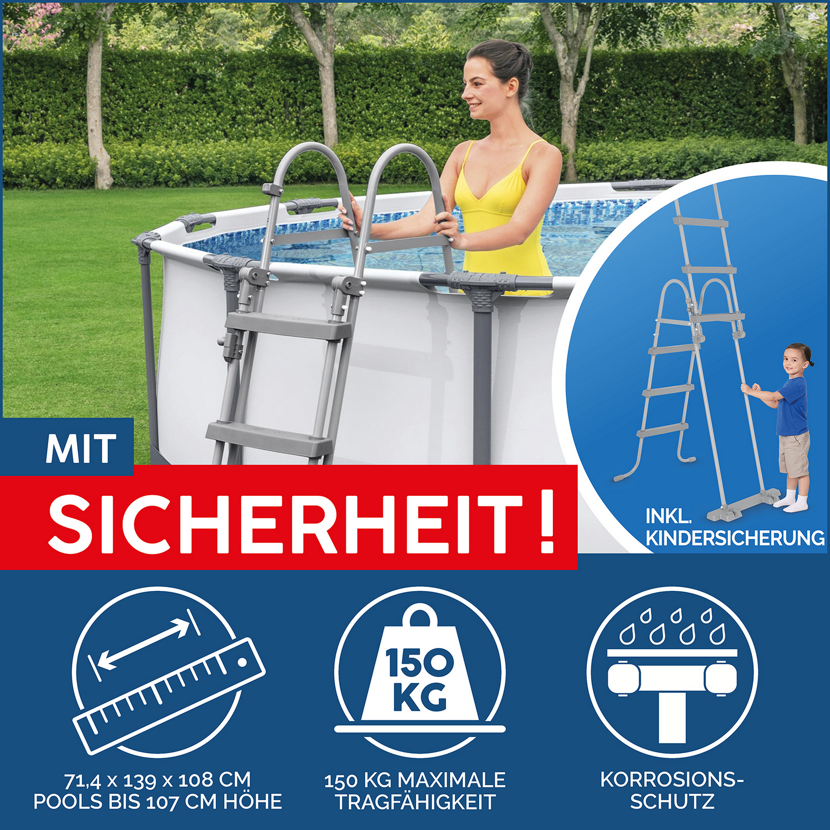 Aufstellpool 'Steel Pro MAX' Komplett-Set lichtgrau Ø 427 x 107 cm