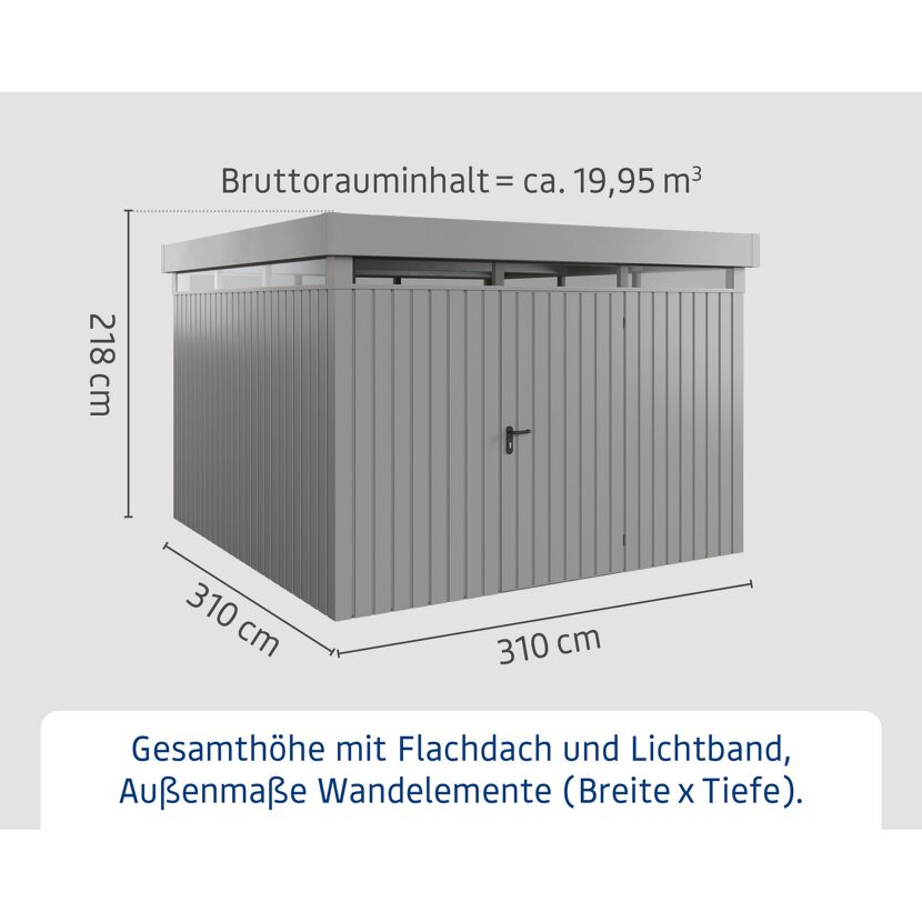 Gerätehaus  'Euroline EFD14  S-Sk' graualuminium 325 x 325 cm