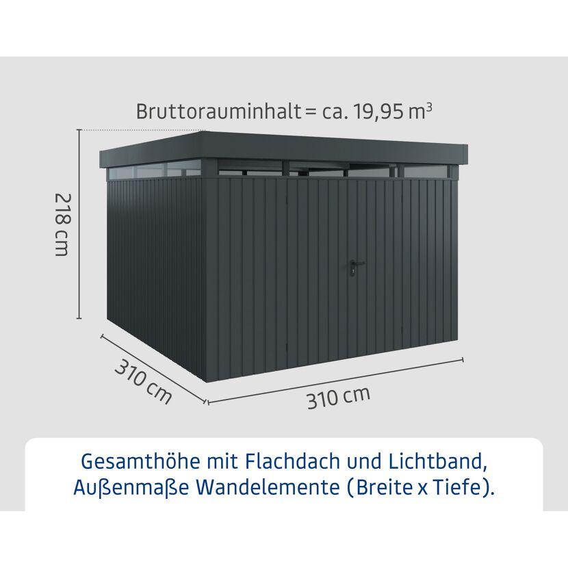 Gerätehaus  'Euroline EFD14  S-Sk' anthrazitgrau 325 x 325 cm