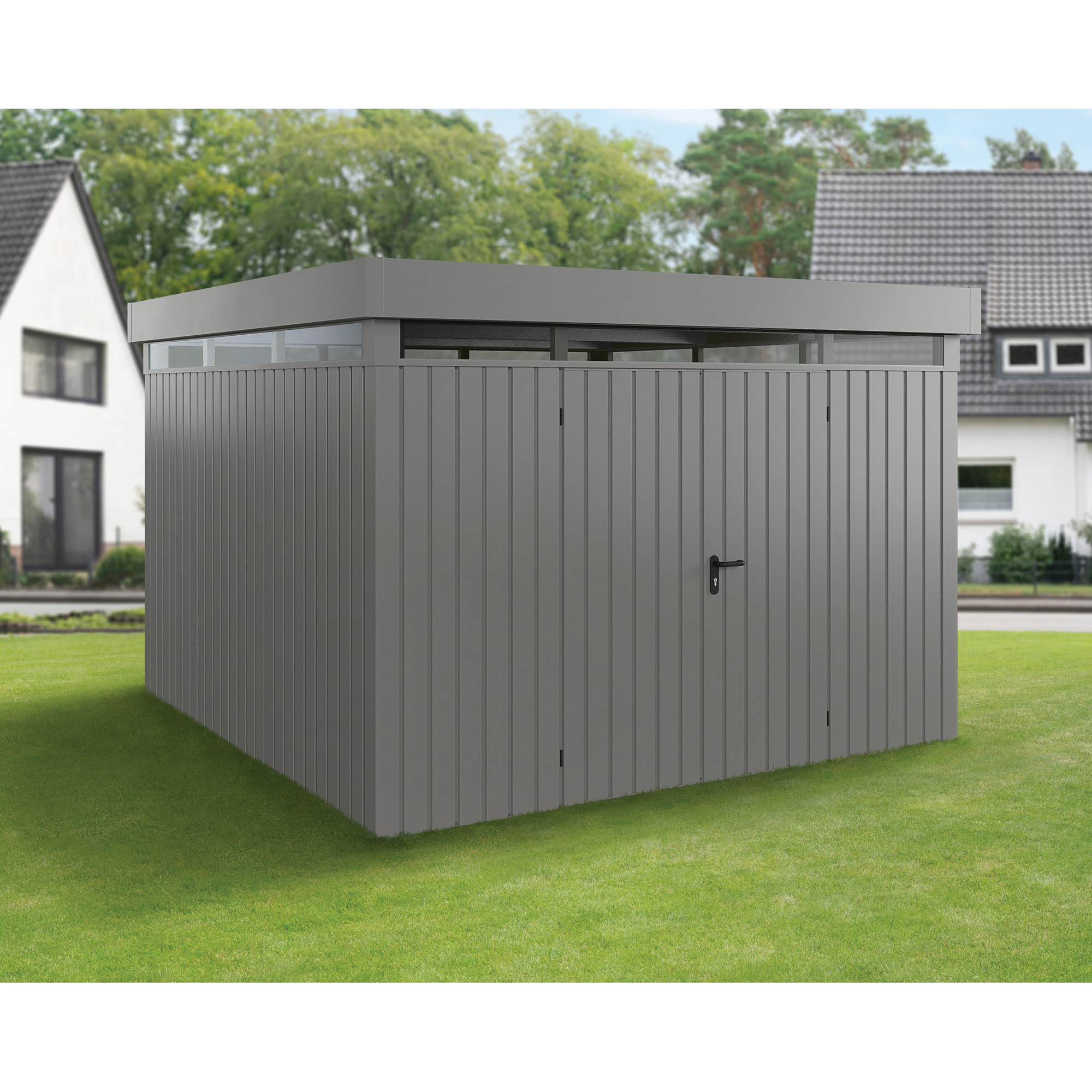 Gerätehaus  'Euroline EFD14  S-Sk' graualuminium 325 x 325 cm