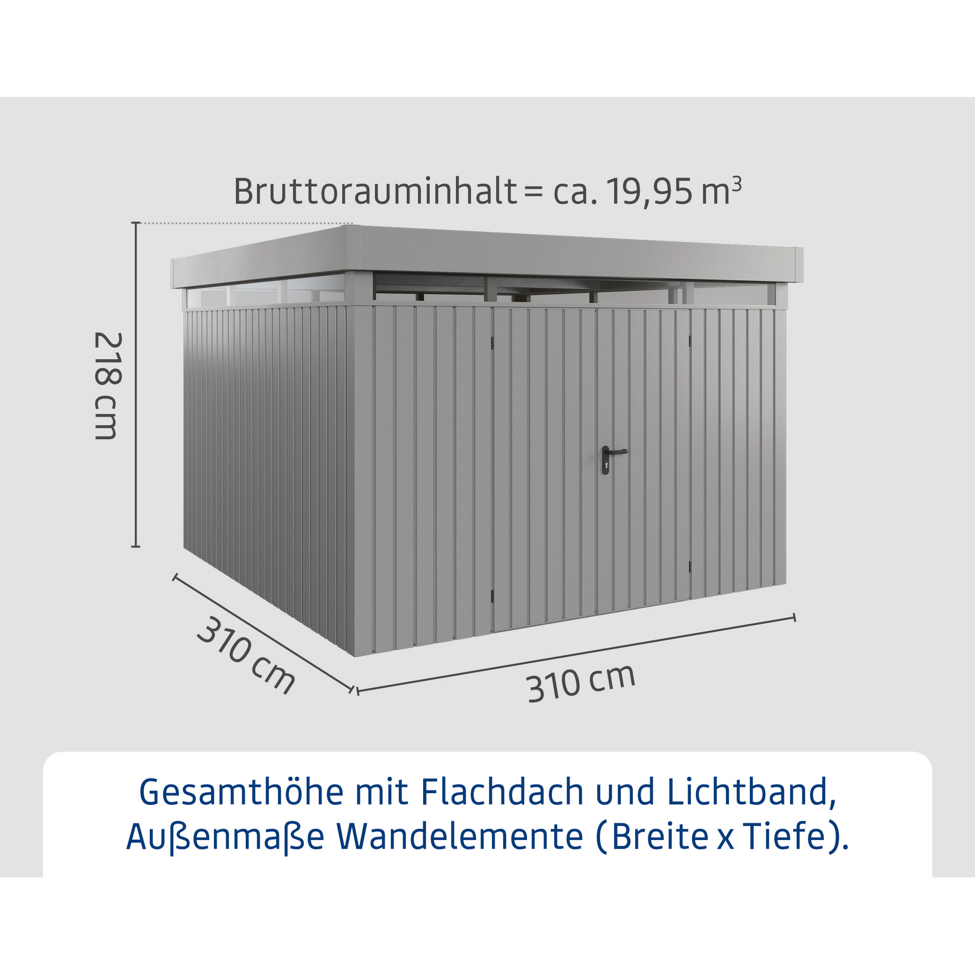 Gerätehaus  'Euroline EFD14  S-Sk' graualuminium 325 x 325 cm