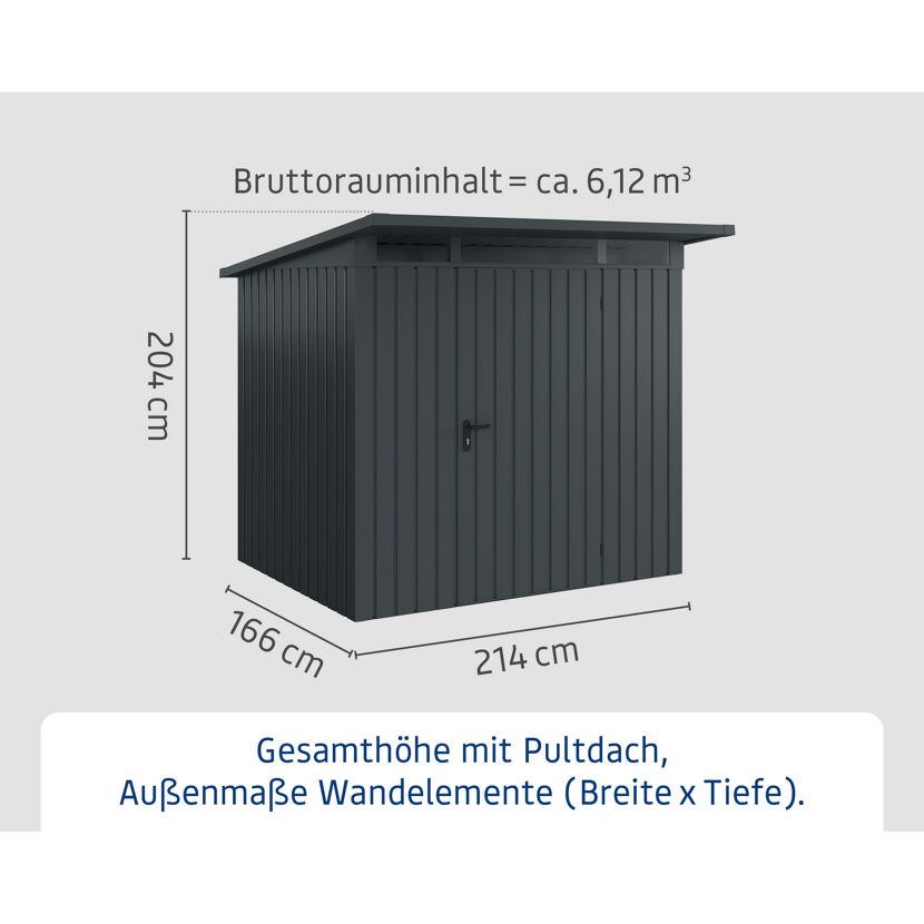 Gerätehaus  'Euroline EPD4  S-Sk' anthrazitgrau 229 x 214 cm