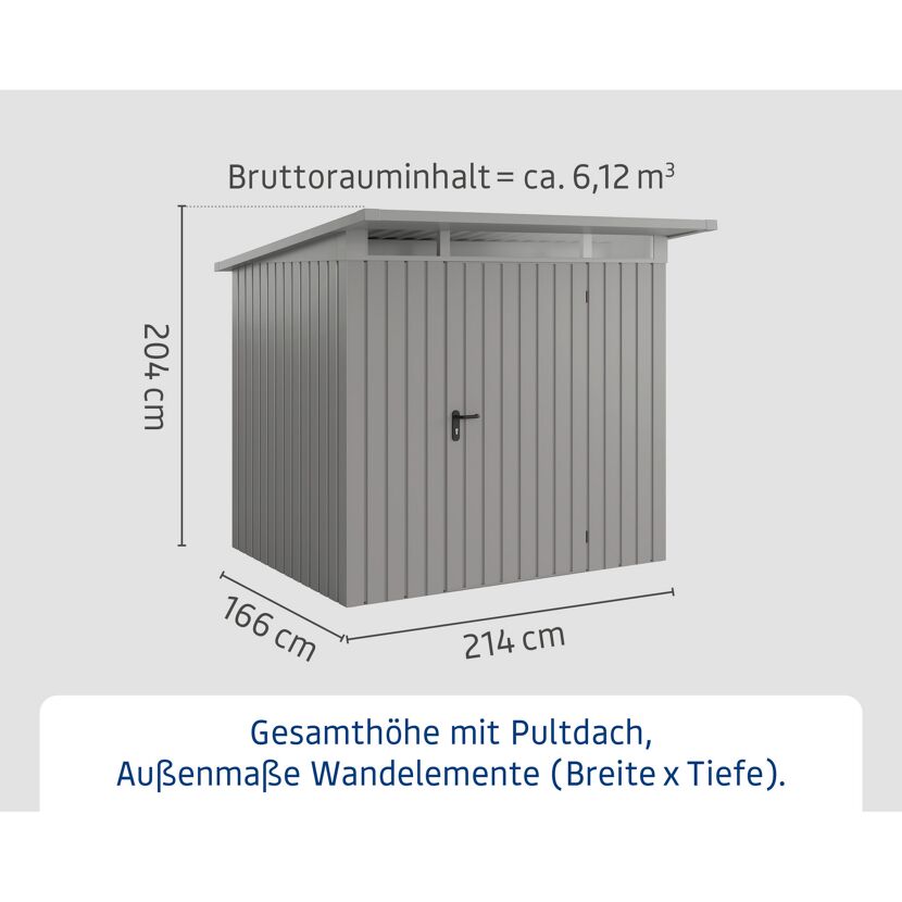 Gerätehaus  'Euroline EPD4  S-Sk' graualuminium 214 x 166 x 204 cm
